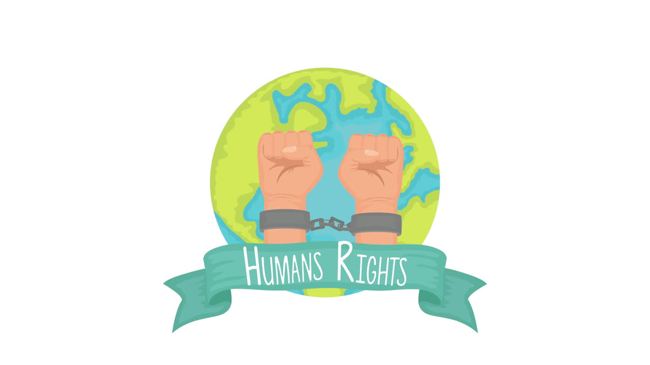 수갑에 인 사람들의 인권 애니메이션