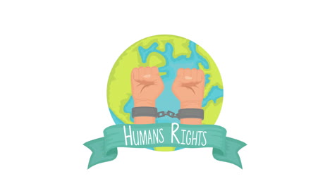 animación de derechos humanos con las manos esposadas