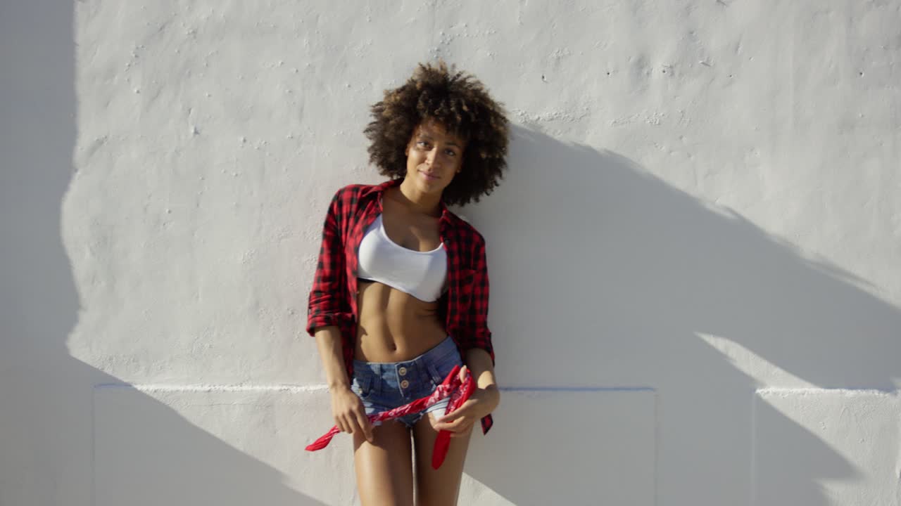 Sexy girl with afro haircut