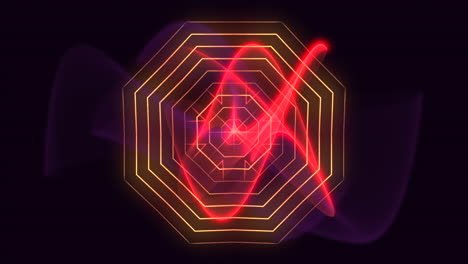 animacion resumen neon rojo olas movimiento discoteca fondo