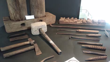 hammers and ancient carpentry tools at the song museum, pacitan, east java