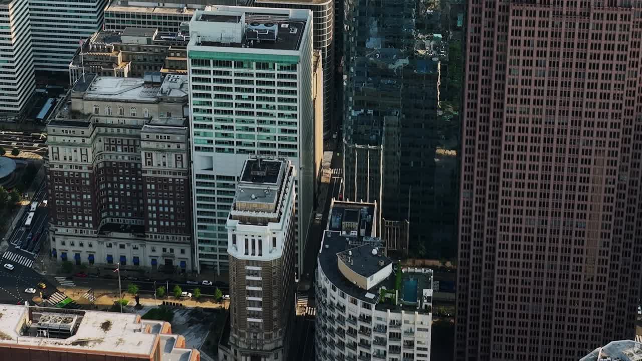 Aerial view of Philadelphia's skyline with diverse architecture