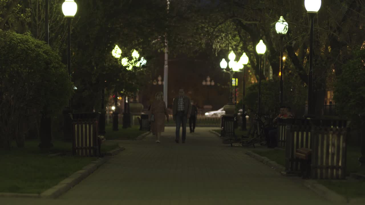 Night Walk in a City Park