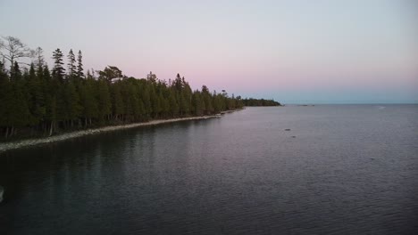 coastline aerial flight at sunset