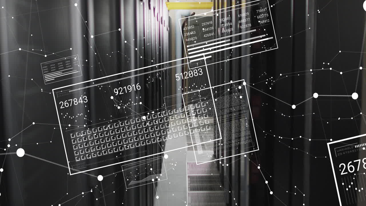 Animation of data processing with connections over computer servers
