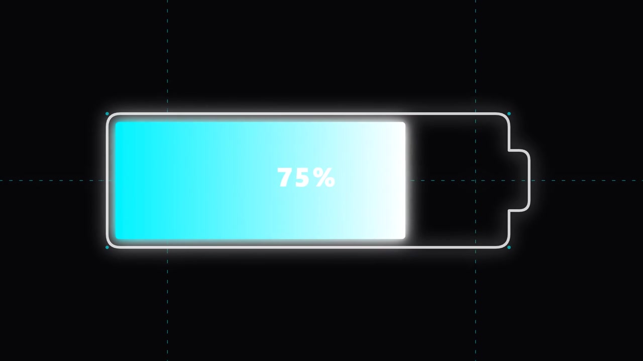 Digital Battery Charging Animation Showing Percentage Increase