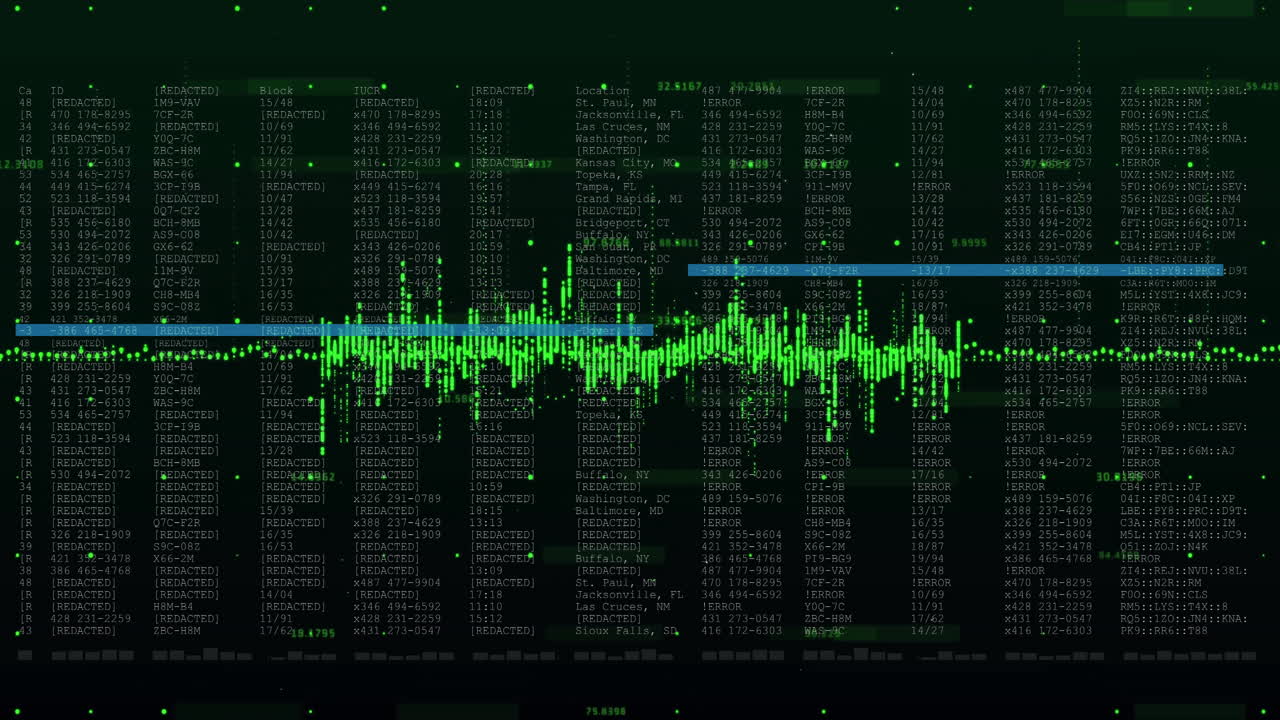 검은색 배경에 데이터 처리의 애니메이션