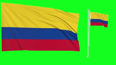 Greenscreen-Schwenkt-Die-Kolumbianische-Flagge-Oder-Den-Fahnenmast