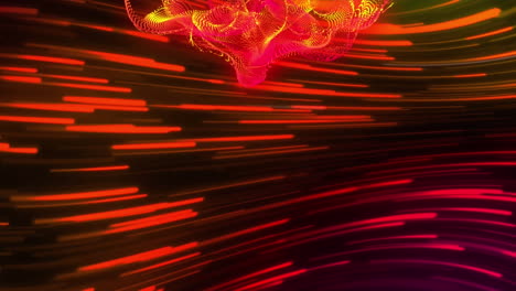 animation of dynamic abstract pattern over lines moving in circular motion against black background