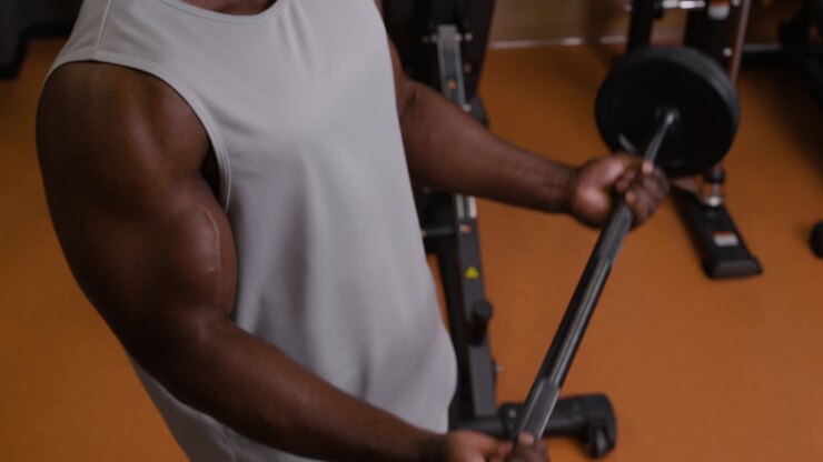 Man working out with barbell