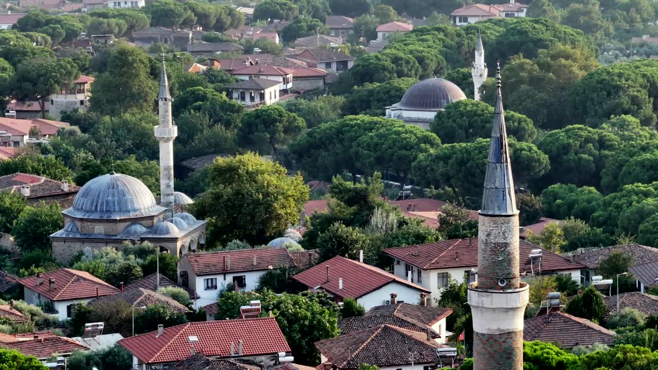 Birgi from above drone footage slow motion T&uuml;rkiye