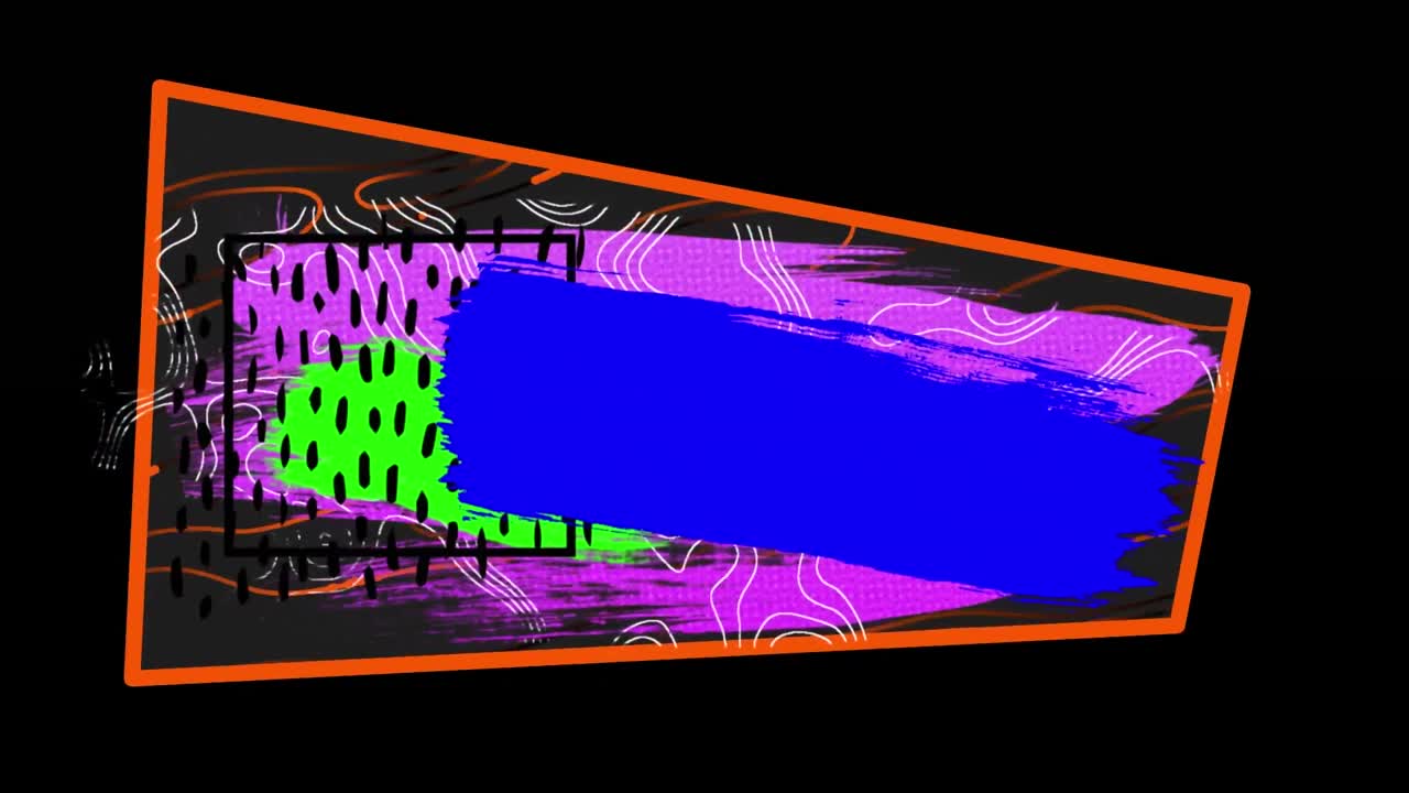 animación de formas coloridas que se mueven con espacio de copia sobre fondo negro