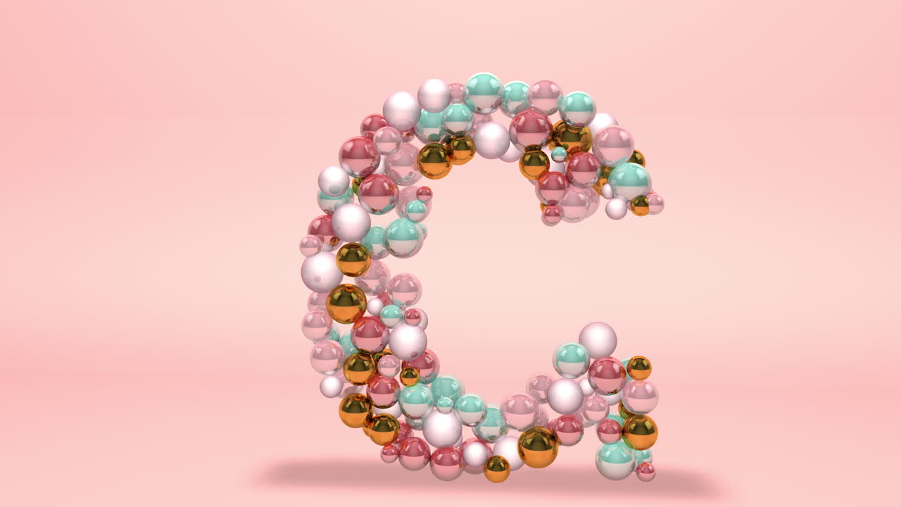 g letra hecha de cuentas, bolas de vidrio, perlas pastel, joyas de cristal y oro