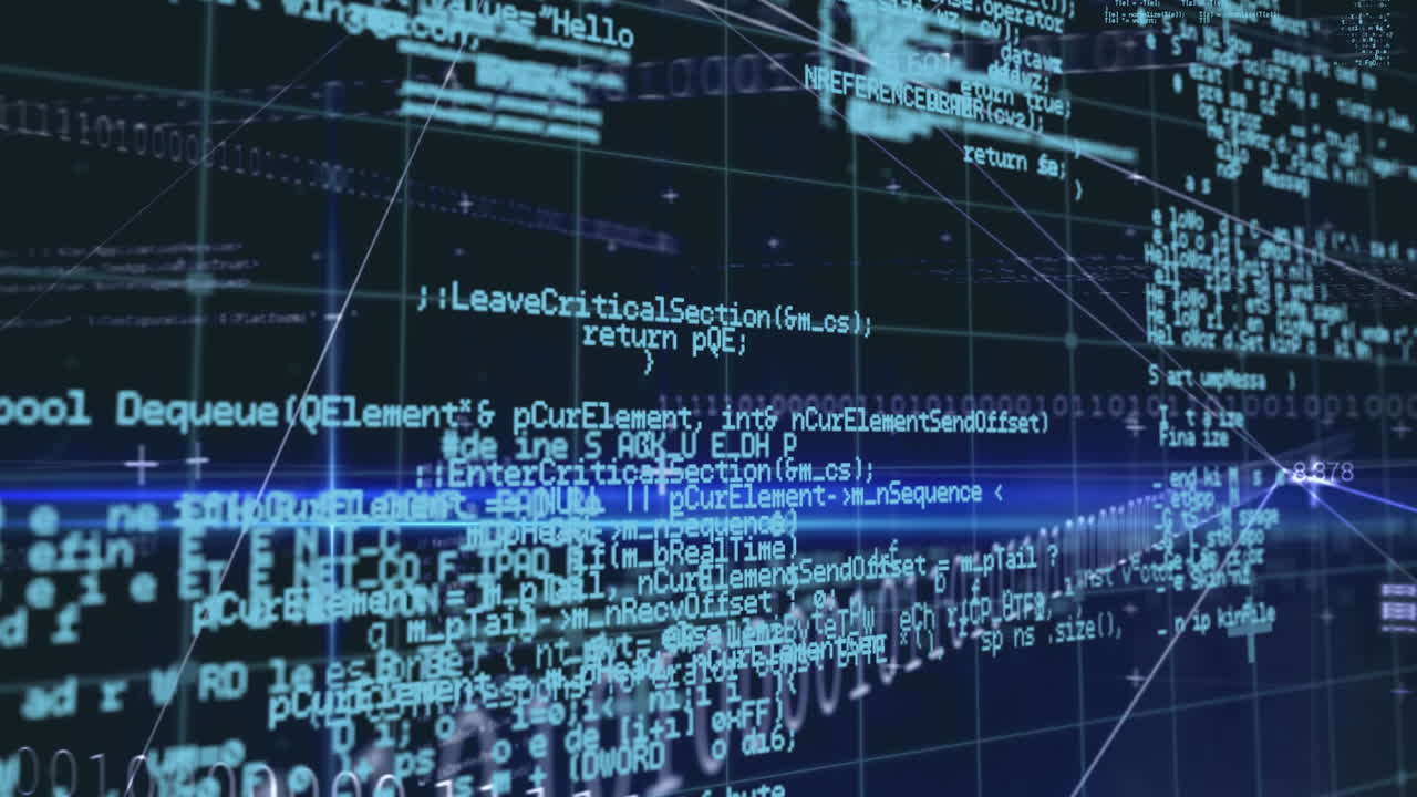 바이너리 코딩 컴퓨팅을 통한 데이터 처리 애니메이션