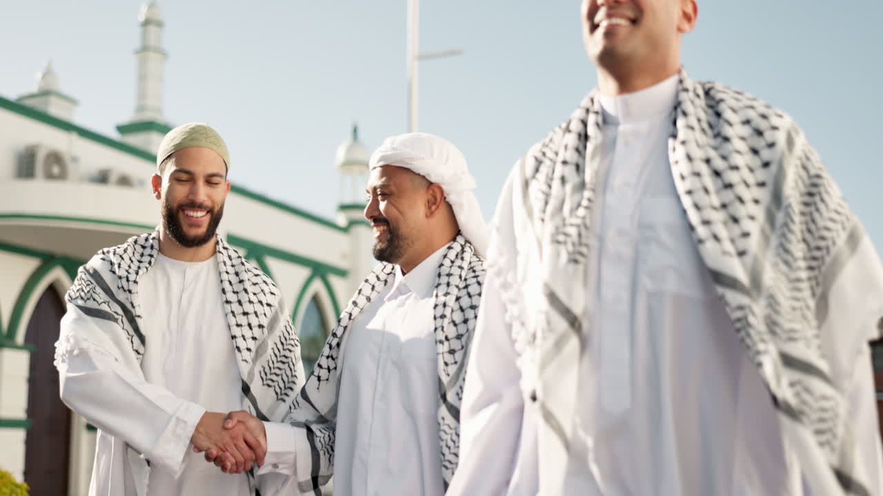 Group of Muslim men in traditional clothing