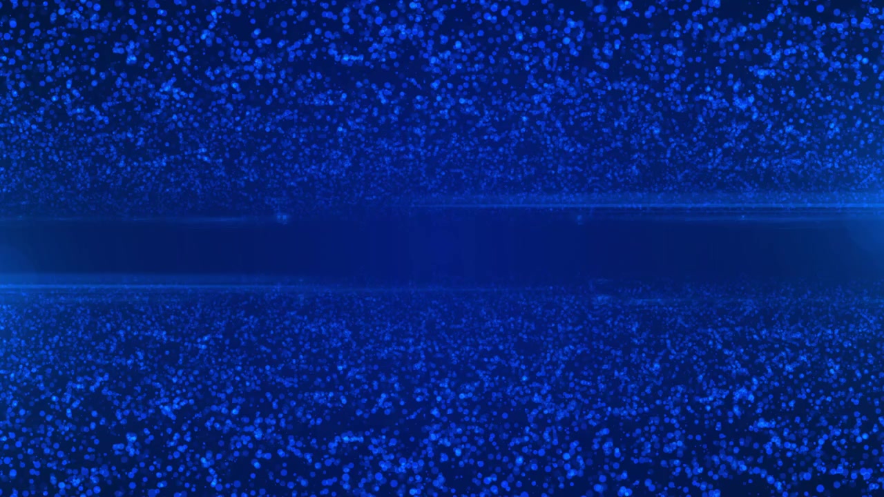 Sfondo astratto blu con particelle e scie di luce luminose