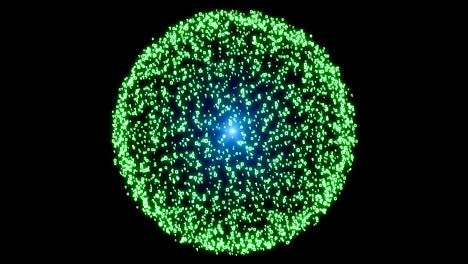 rotating luminous planet consisting of binary code. pulsation of light inside