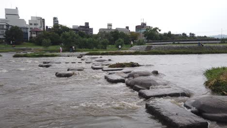 panoramic of kamo river, urban park outdoors landmark in kyoto japan at summer