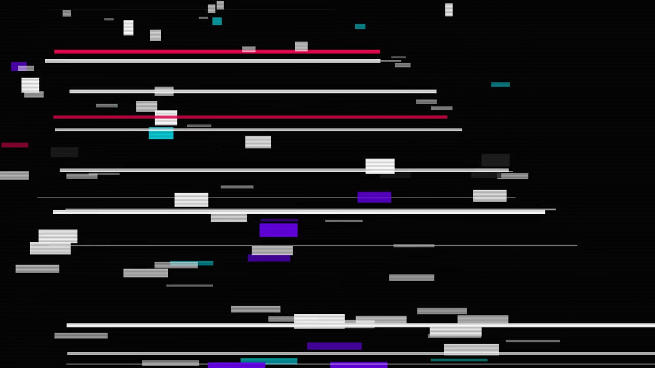 Digital Glitch Effect with Moving Rectangles on Black Background
