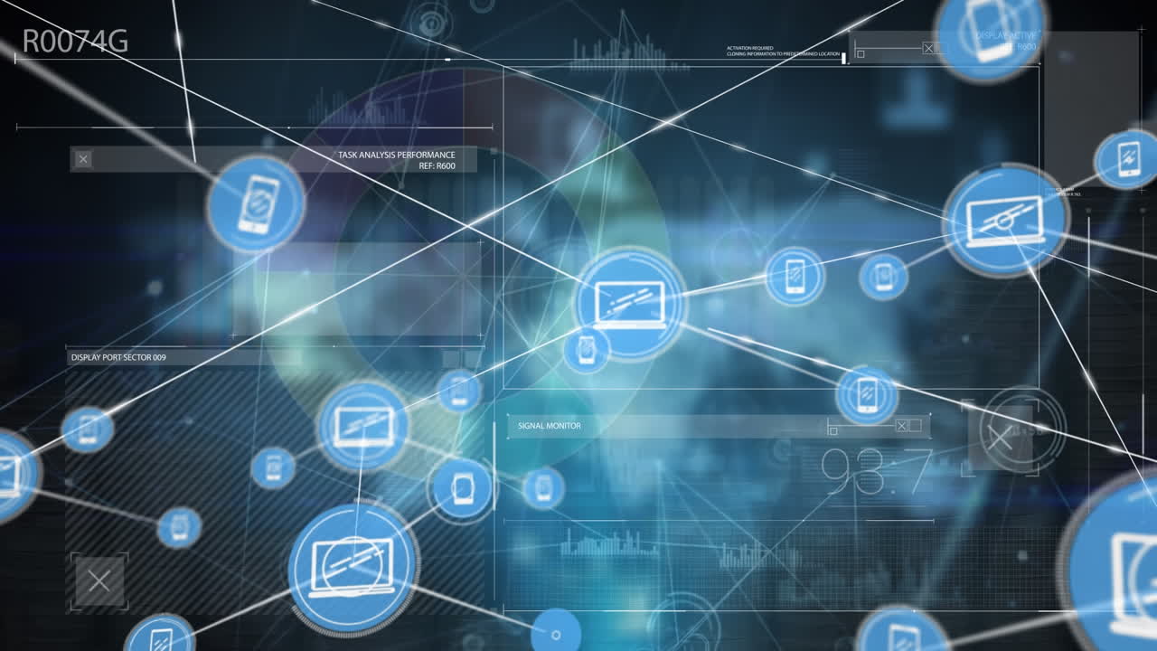 Animation of network of connections over data processing