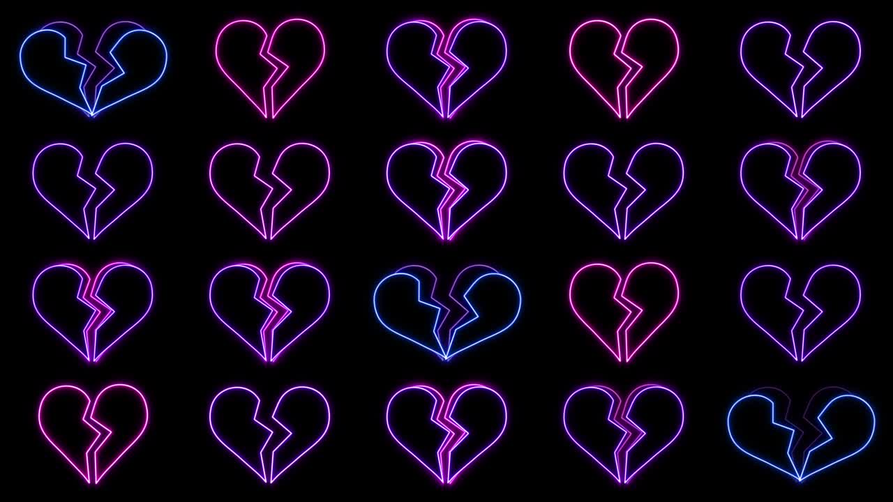 루프와 함께 무작위적으로 부러지는 네온 심장의 순서