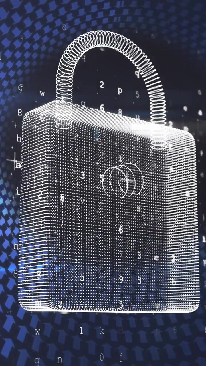 Animation of online security padlock numbers changing and arrows in circle