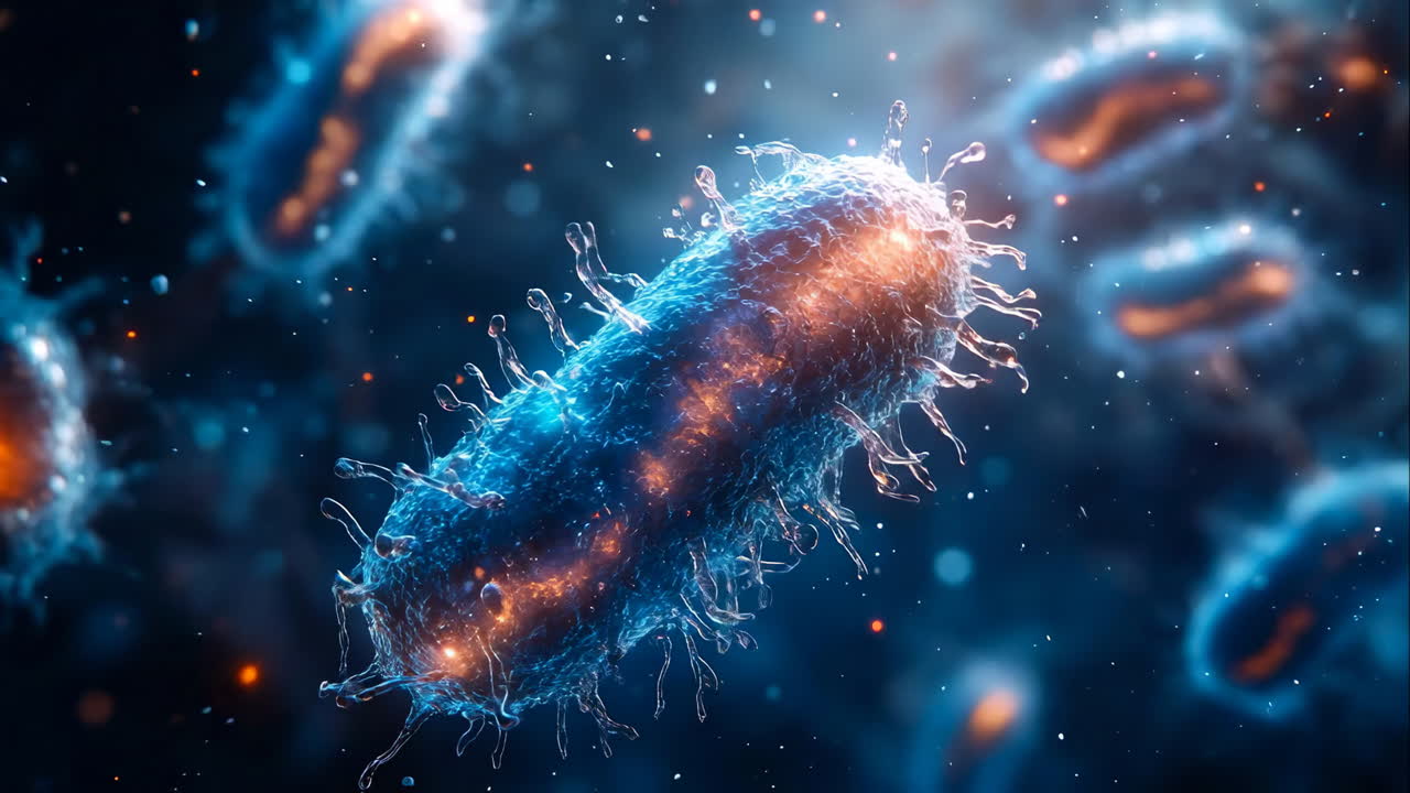 Bacteria studied in detail. Close-up view of bacteria highlighting their unique structure and activity in a laboratory setting