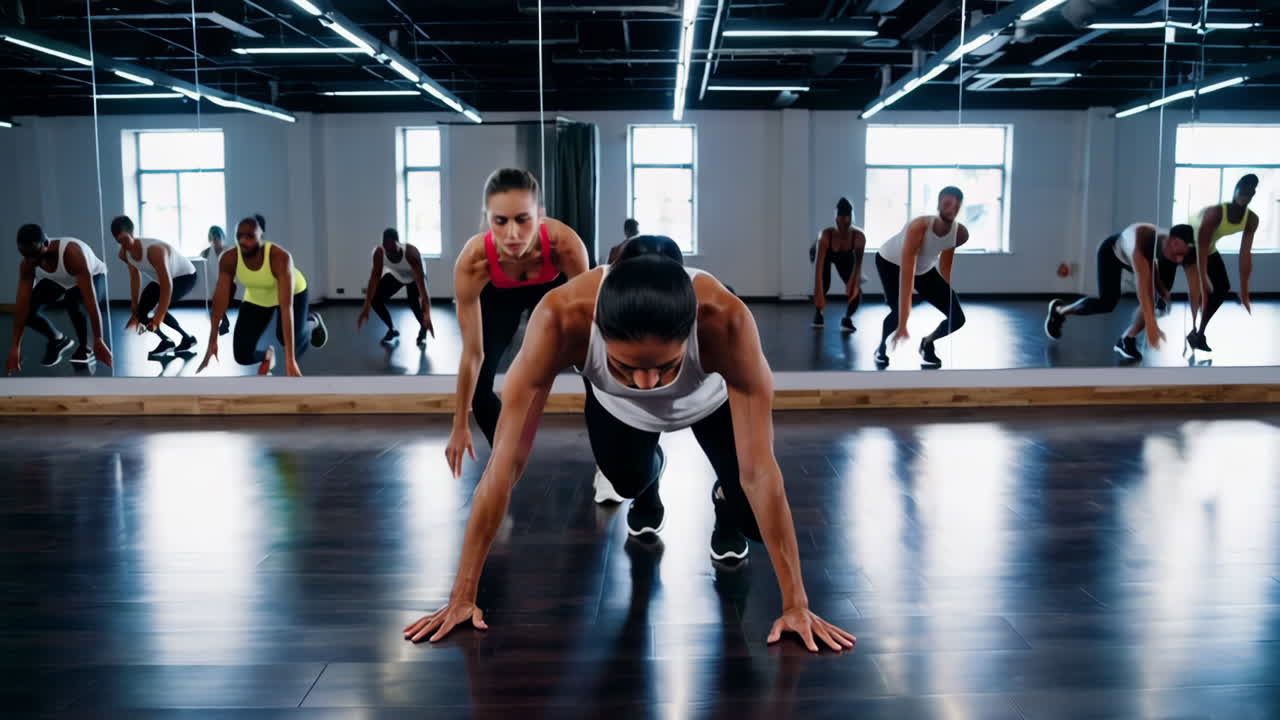 Group Fitness Workout in a Gym