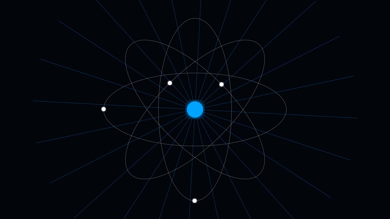 Animated Atomic Model With Orbiting Electrons on Dark Background