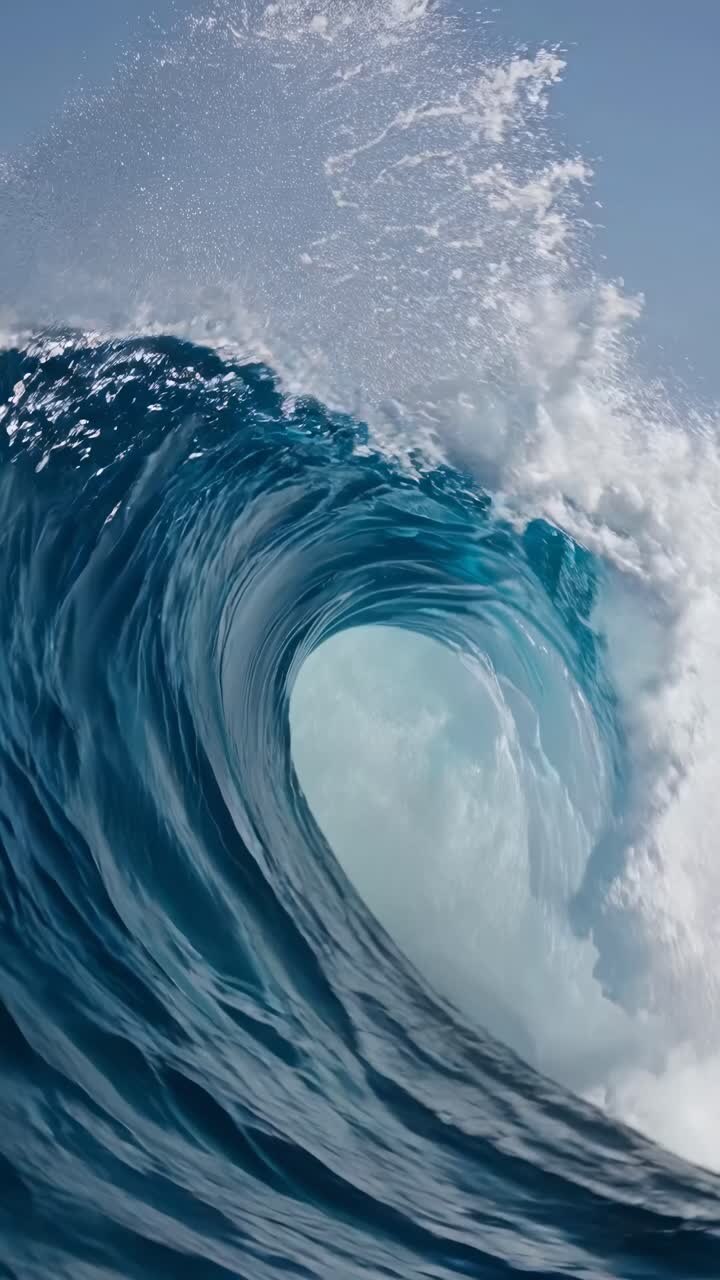 A mesmerizing video capturing the power and beauty of ocean waves, with a dynamic and immersive