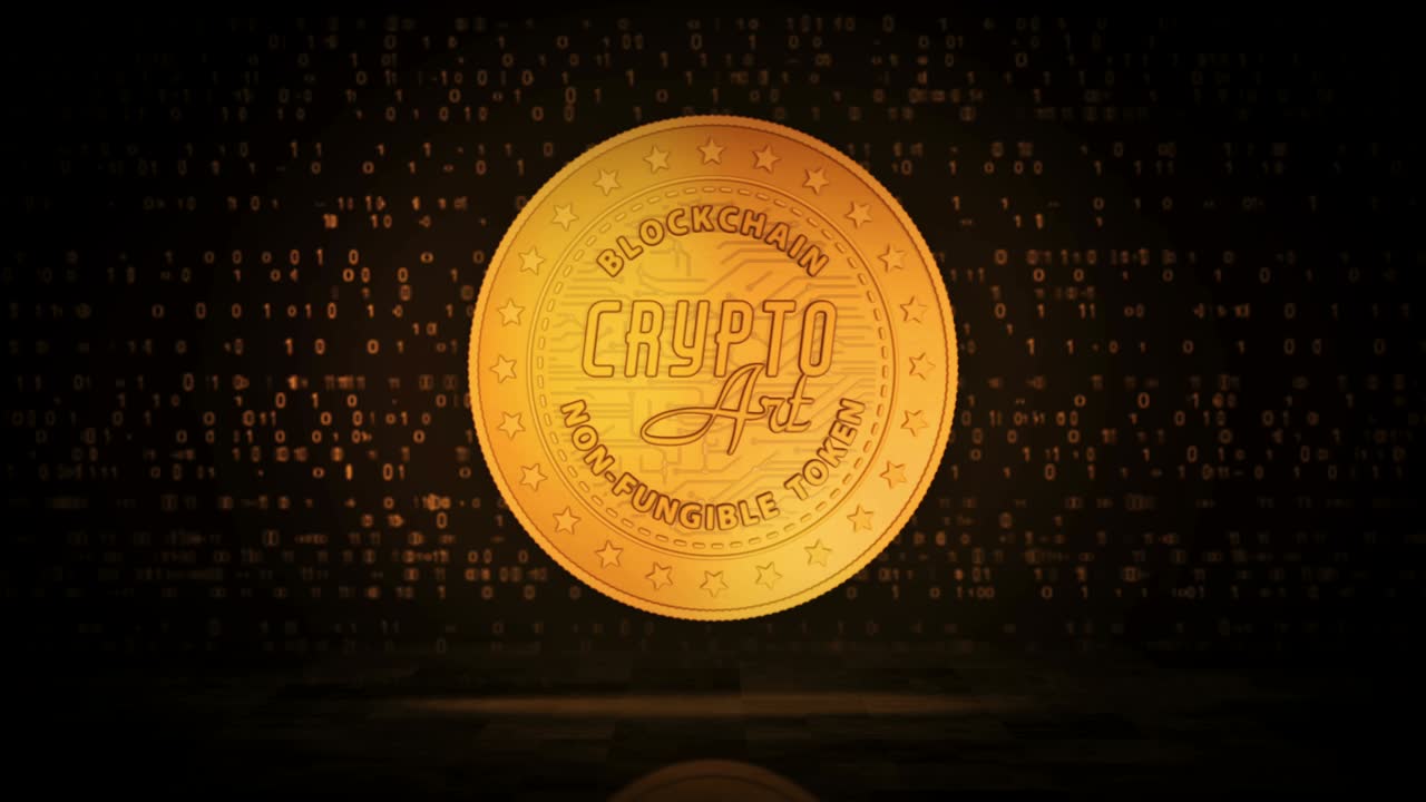 디지털 배경에 nft 암호 예술 황금 동전 루프