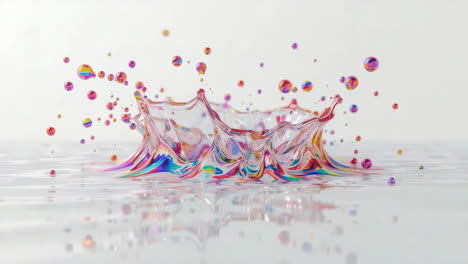colorful water crown splash with rainbow droplets