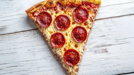 close-up of a slice of pepperoni pizza