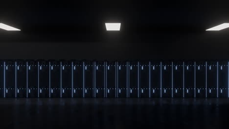 animación de luces parpadeando en los servidores en la sala de servidores