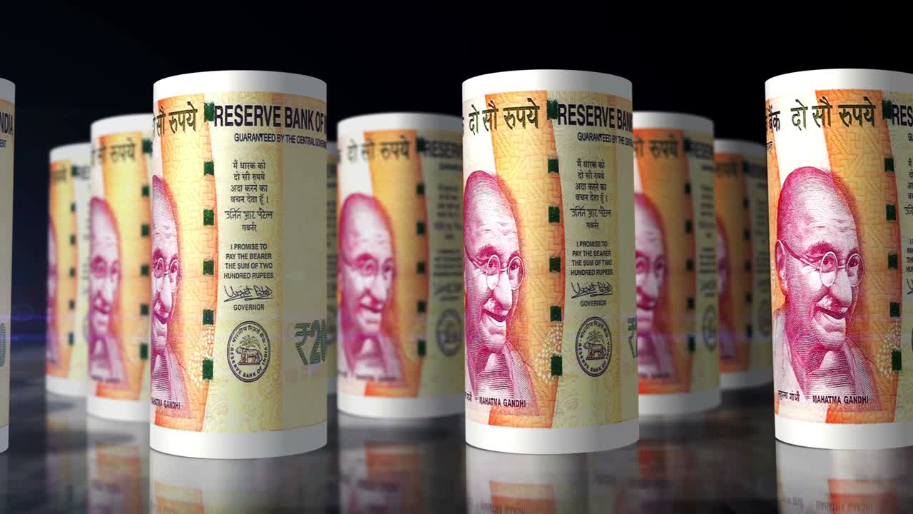 인도 루피 돈 지폐는 롤 원활한 루프