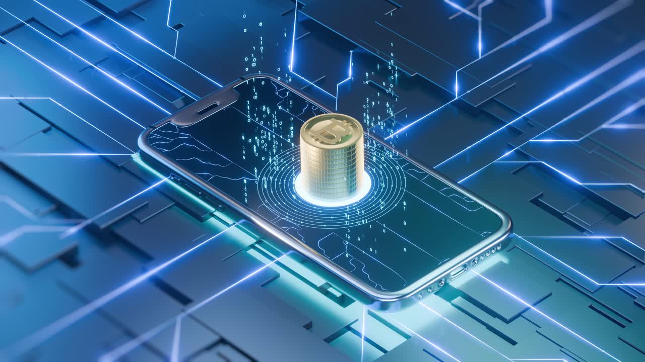 Future world concept of spending money with a digital wallet using a mobile phone