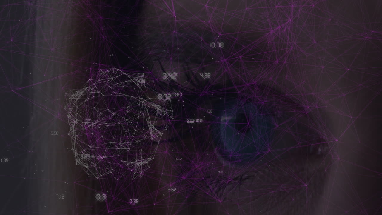 animación del procesamiento de datos y la red de conexiones sobre el ojo