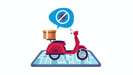 campaña de detención de covid-19 con motocicleta de entrega