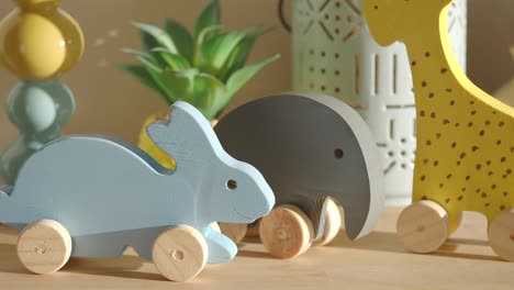 collection of handmade wooden animal toys