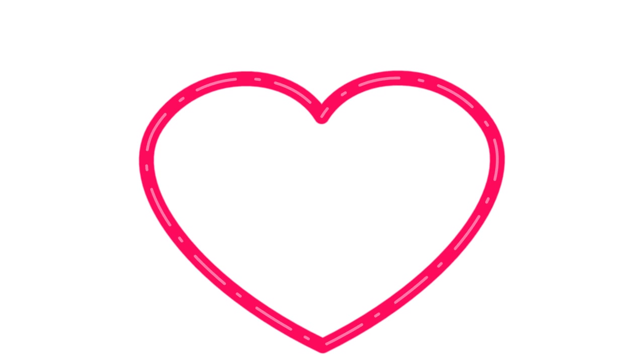 Animated Pink Heart Outline Drawing on White Background