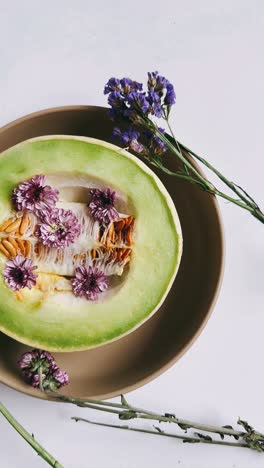 cantaloupe with flowers