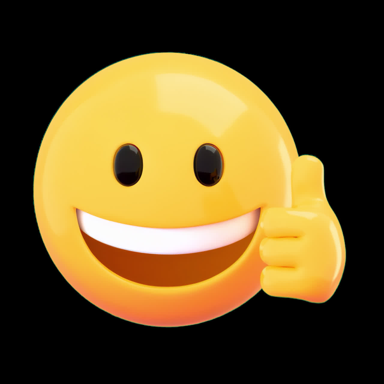 Smiling emoji thumbs up animation isolated asset, transparent 4K video, alpha channel, ProRes 4444