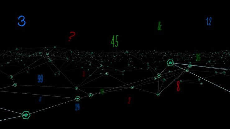 Upon start wireframe network shifting view updating metrics and rolling numbers to show data trends