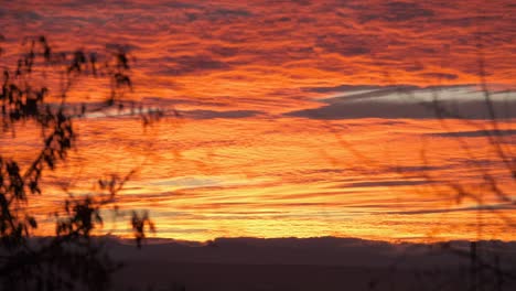 bright colorful sunset sky with vivid smooth clouds illuminated with setting sun light spreading to horizon