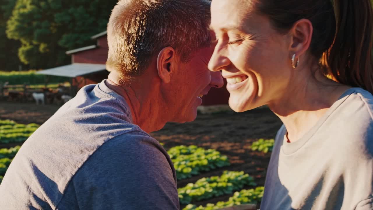 Happy Couple in a Vegetable Garden