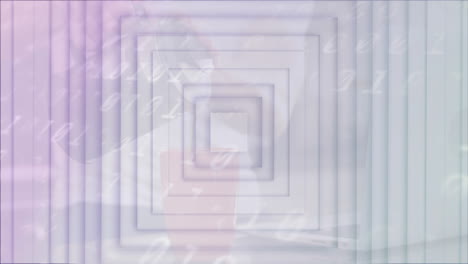animation of geometric square pattern with abstract numbers in pastel colors