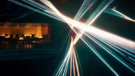 abstract light trails in a modern space