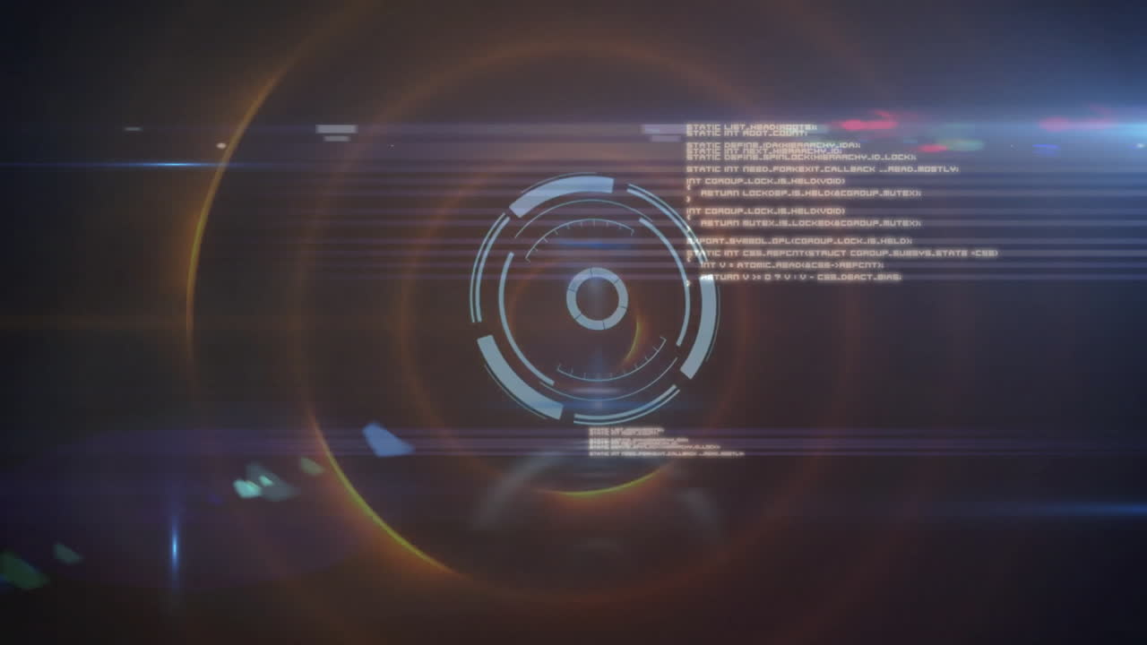 animación del alcance y procesamiento de datos sobre un fondo oscuro