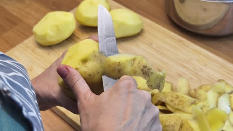 peeling potatoes