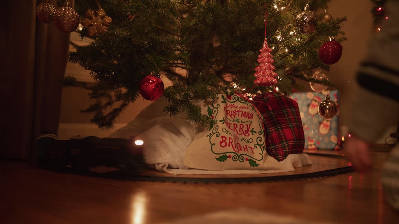 아이와 함께 크리스마스 트리 기차